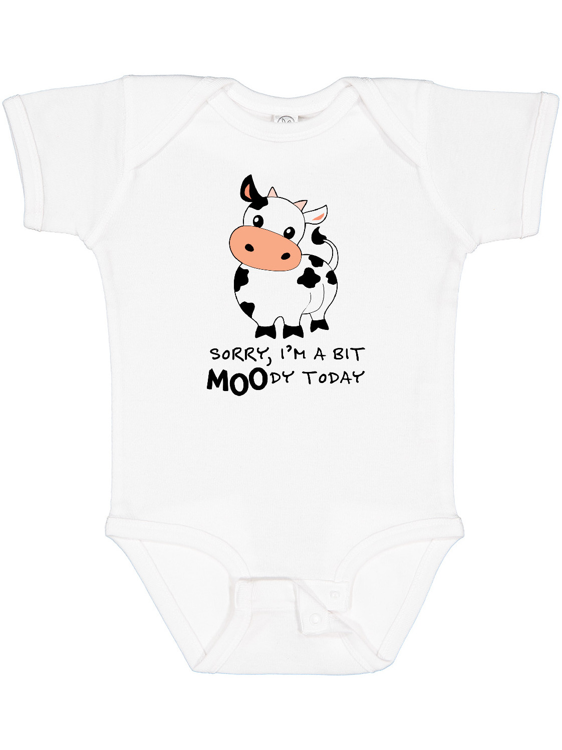 Inktastic Sorry, I'm a Bit Moody Today Cute Cow Pun Boys or Girls Baby Bodysuit